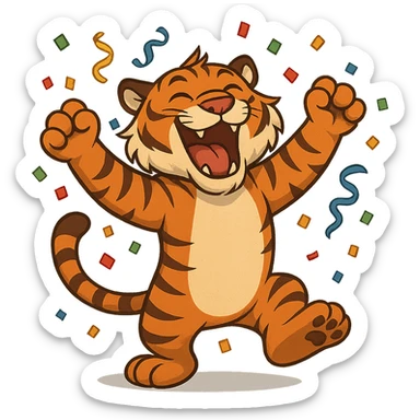 tiger celebrating, variation 4 sticker