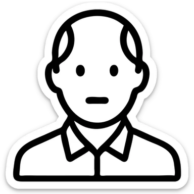 a man with a receding hairline, outlined icon style sticker