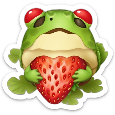 Tortue qui boit de la jus de fraises sticker