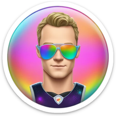Fancy disco futuristic Jonathan Toews in rainbow bubble sticker