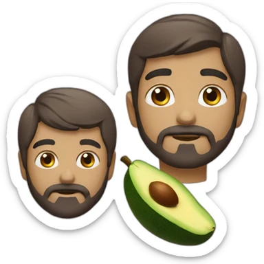 Chico con barba y auriculares, comiendo aguacate sticker