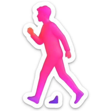 human silhouette, transparent glass with bright pink gradient from #FF335F to #FF99AA, shadows and highlights, minimalistic sticker
