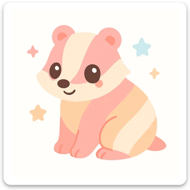 a cute badger with lesbian pride flag colors, cheerful expression, simple background sticker