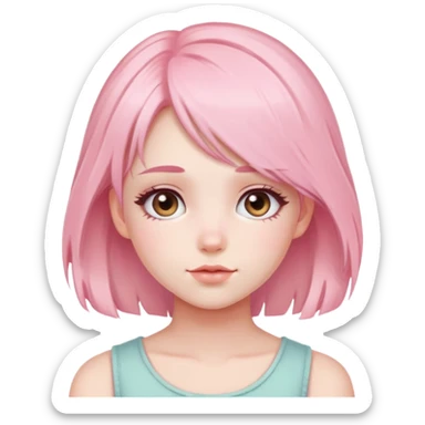 cute soft girl with blush and pastel pink hair sticker