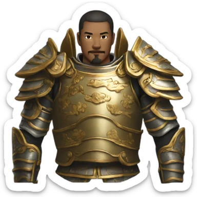 The upper body of a man in Chinese armor sticker