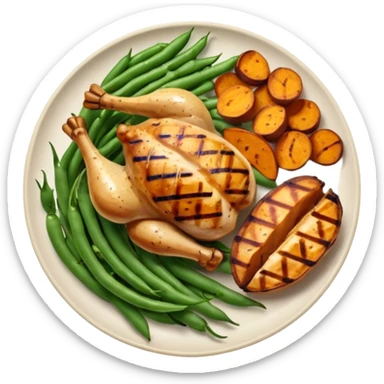 1 protein (chicken, fish)
 + 2 (or more) veggies
 + 1 starch (sweet potato or grain) sticker