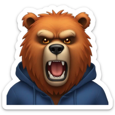 Dark blue orange bear angry 🐻 body sticker
