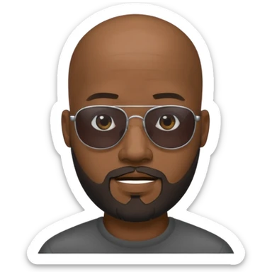 Bald male, Black-lens sunglasses, goatee beard, realistic portrait sticker