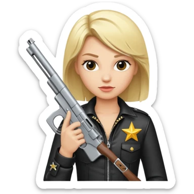 blonde rockstar holding a gun sticker