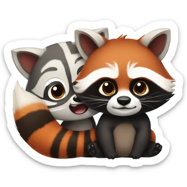 1 male raccoon and 1 female red panda sticker