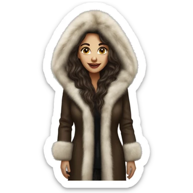 Beautiful realistic long hair brunette mob wife with fur coat sticker