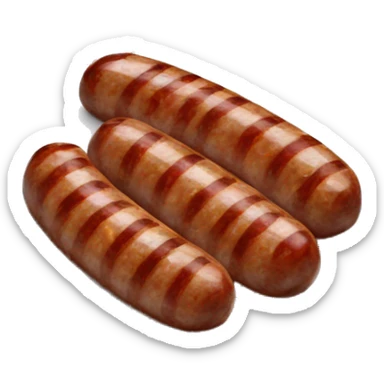 Grilled minced meat in the shape of a sausage 10 of them. has grilled stripes and is ona plate. sticker