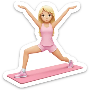 angelic blonde girl stretching in light pink gym sticker