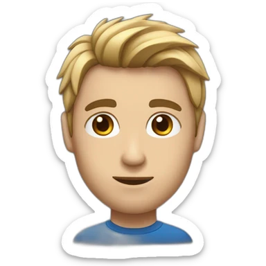 Cara de persona media calva con pelo muy corto y con barba corta y ojos azules sticker