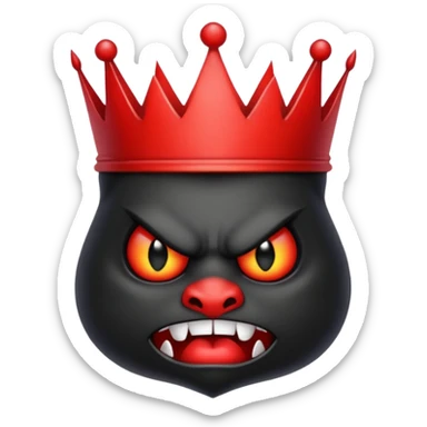 the black crown has a red angry face with the devils tail sticker