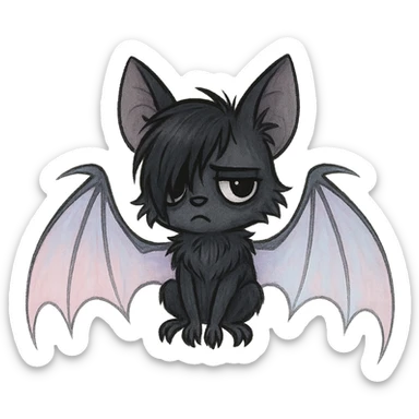 emo bat with pastel wings sticker