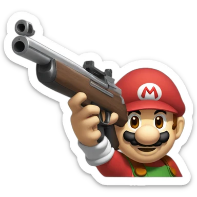 mario with a shotgun sticker