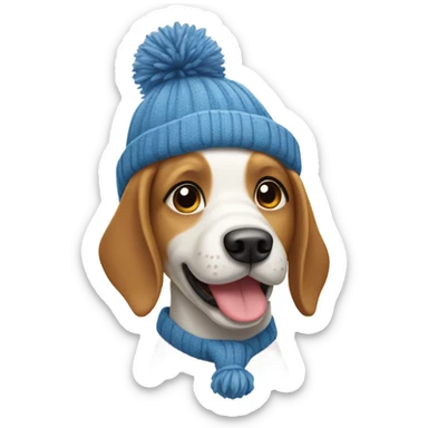 dog with a winter hat and wagging tail  sticker