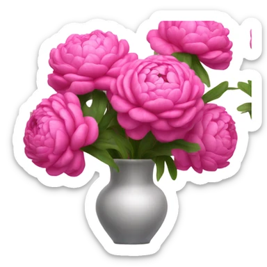 Realistic Bright pink pions in vase sticker