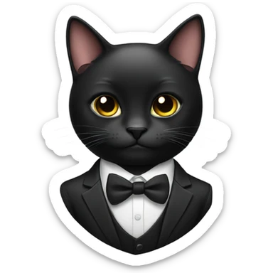 Black cat in a black suit with a bow tie  sticker