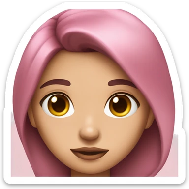 Pink heart and she have dark brown hair cute eyes amazing lips sticker