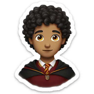Gryffindor boy with dark curly hair sticker