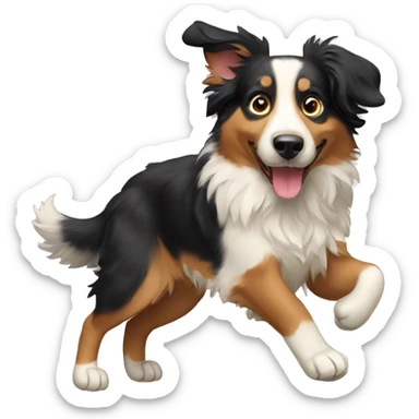 A dancing Australian Shepard dog sticker