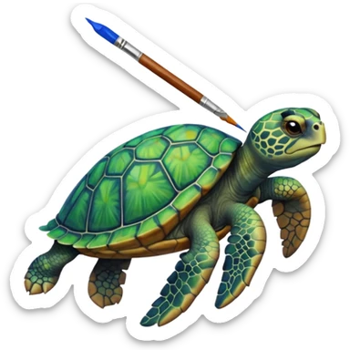 siyah rengi sevmeyen kaplumbağa ama kendisi siyah olduğu için kendini boyamaya çalışan kaplumbağa sticker