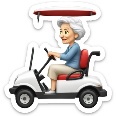 Old lady red hair golf cart sticker