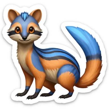 Fiery Blue-Flamed Handsome Wicked Cool Hot Badass Numbat-Trico-Civet-Vernid-fusion-hybrid-creature sticker