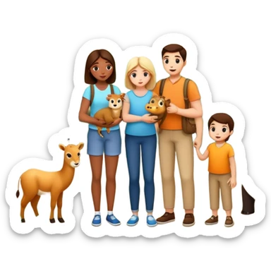 a family looking at animals at the zoo sticker