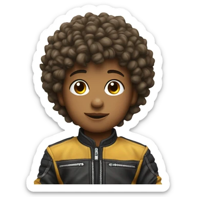 little short boy with perm on  dirtbike novhelmet sticker