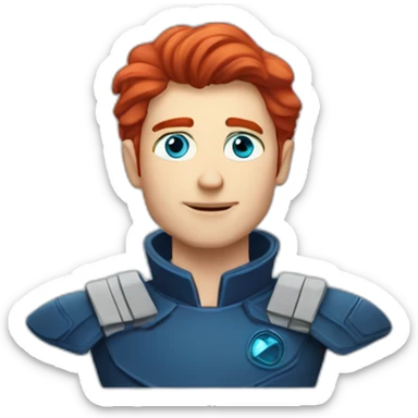 Handsome chiselled space captain blue eyes neat red hair sticker