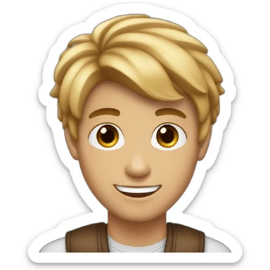 un adolescente masculino con pelo liso y cafe castaño claro con ojos azul sticker