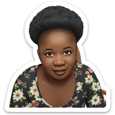 smiling boy in floral chair sticker