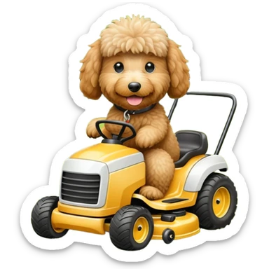golden doodle on lawn mower sticker
