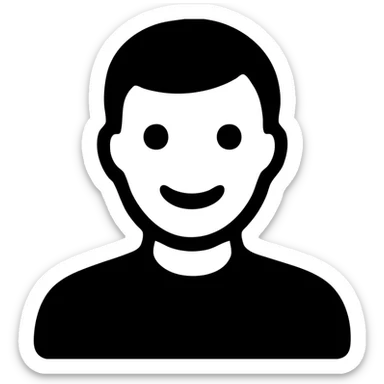 A man with short brown hair, with a smile sticker
