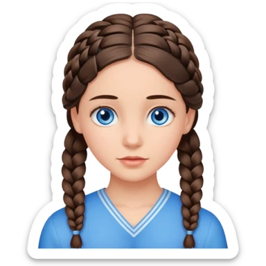 brunet kid girl young with braid sticker