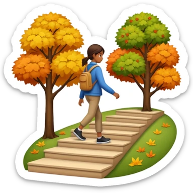 Character walking forward, seasons changing behind each step sticker