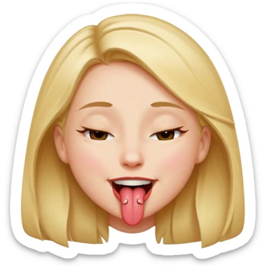 Girl sticking out tongue eyes closed sticker