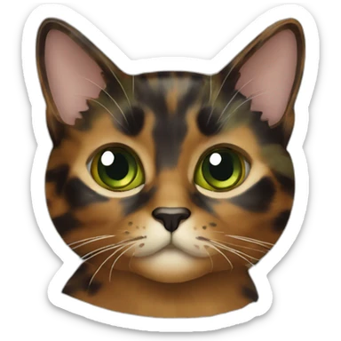 tortoiseshell cat with olive green eyes sticker