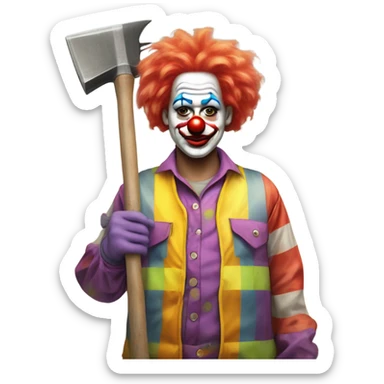 Sad clown working construction sticker