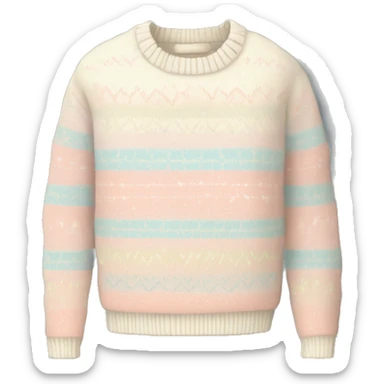 cozy sweater with a simple but stylish pattern (for example, snowflakes or stripes). Pastel or neutral shades, neat lines sticker
