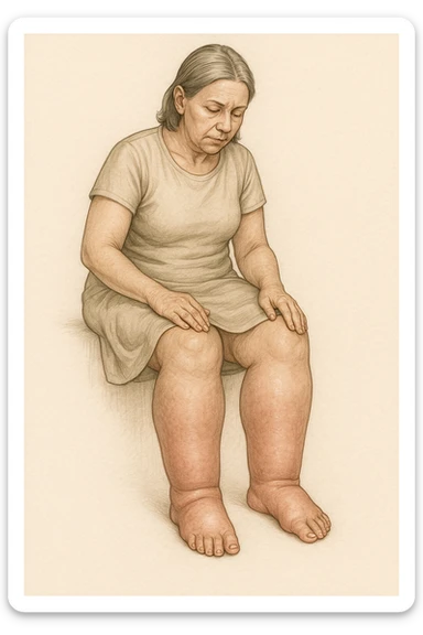 Donna con gonfiore sulle gambe sticker