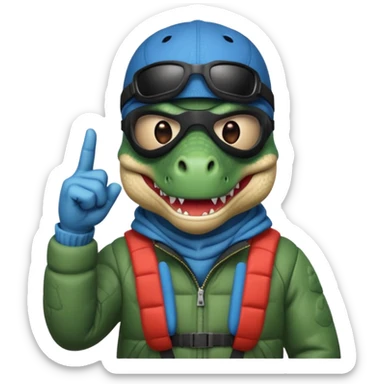 Dino wearing a ski mask with middle fingers  sticker