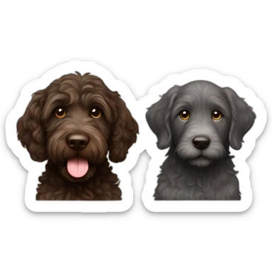 All Dark brown adult labradoodle and a grey kitten sticker