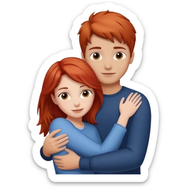 Red haired girl with brown hair boy romance sticker