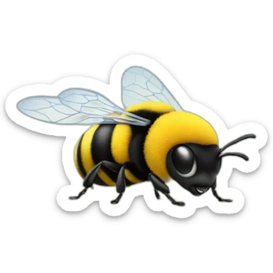 a bumble bee working on a text at a desk sticker