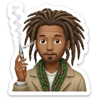 black guy with dreads hitting a vape sticker