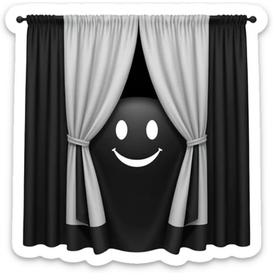 silhouette of a package hidden behind a curtain sticker